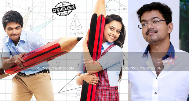 vijay to release gv prakash sri divya's pencil movie film teaser in his twitter account copy